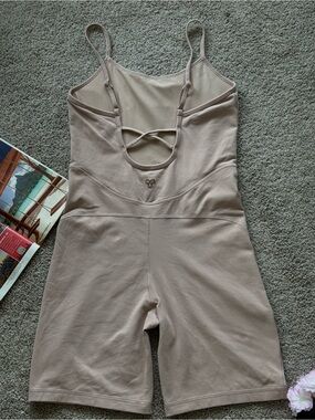 Aritzia Beige/Taupe Strappy Romper Jumpsuit